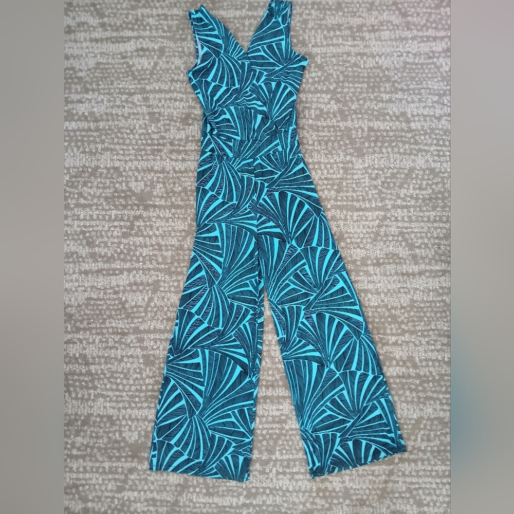 MICHAEL Michael Kors Teal and Black Jumpsuit